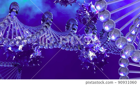病毒、DNA、分子的 3d 插圖 90931060