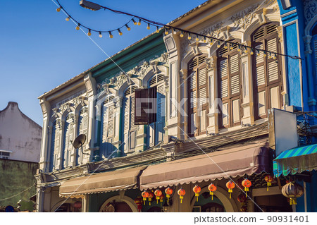 Street in the Portugese style Romani in Phuket Town. Also called Chinatown or the old town 90931401