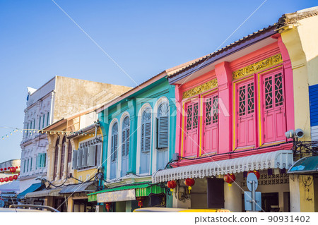 Street in the Portugese style Romani in Phuket Town. Also called Chinatown or the old town Street in the Portugese style Romani in Phuket Town. Also called Chinatown or the old town 90931402