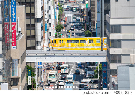 Monorail running near Kokura Station Monorail running near Kokura Station 90931839