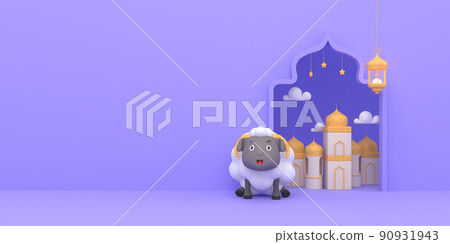 Eid al-Adha official holidays which are celebrated within Islam. 3d illustrator of Eid al-Adha Eid al-Adha official holidays which are celebrated within Islam. 3d illustrator of Eid al-Adha 90931943