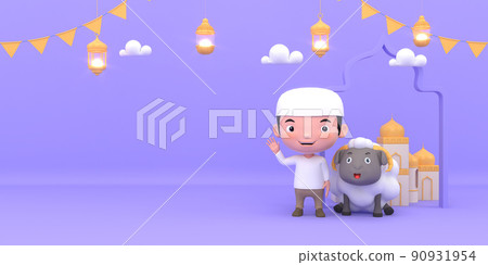 Eid al-Adha official holidays which are celebrated within Islam. 3d illustrator of Eid al-Adha 90931954