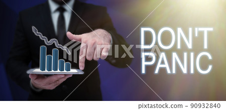 Text sign showing Don T Not Panic. Internet Concept sudden strong feeling of fear prevents reasonable thought Multiple Heads With Cogs Showing Technology Ideas. 90932840