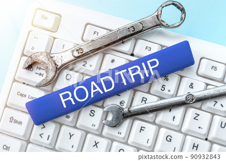 Conceptual display Road Trip. Business concept Roaming around places with no definite or exact target location Empty frame decorated with communication symbols represent business meeting Conceptual display Road Trip. Business concept Roaming around places with no definite or exact target location Empty frame decorated with communication symbols represent business meeting 90932843
