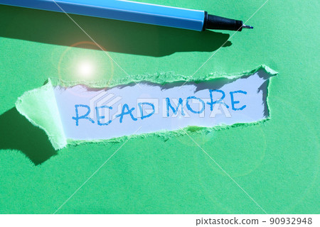 Text showing inspiration Read More. Concept meaning Provide more time or thorough reading for a specific topic or item Businessman Standing Ladder Fixing Light Bulb Generating New Futuristic Ideas. 90932948