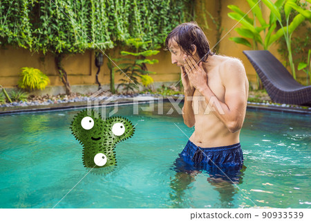 The man saw the bacteria in the pool and was horrified The man saw the bacteria in the pool and was horrified 90933539