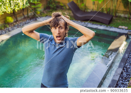 Pool worker made a mistake in pool chemicals Pool worker made a mistake in pool chemicals 90933635