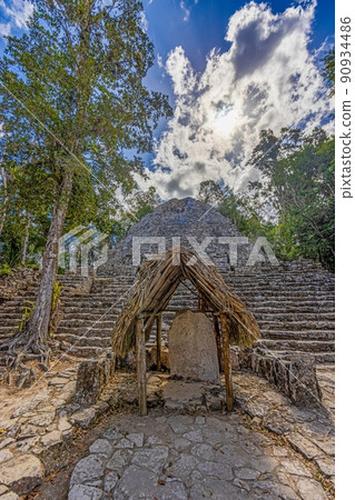 Picture of a historic pyramid in the Mexican Inca city of Coba Picture of a historic pyramid in the Mexican Inca city of Coba 90934486