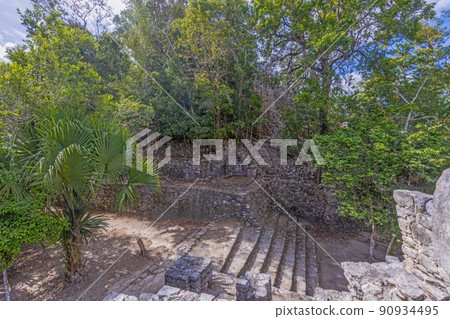 Picture of a historic pyramid in the Mexican Inca city of Coba Picture of a historic pyramid in the Mexican Inca city of Coba 90934495
