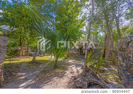 Picture of a historic pyramid in the Mexican Inca city of Coba Picture of a historic pyramid in the Mexican Inca city of Coba 90934497