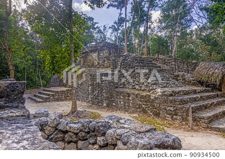 Picture of a historic pyramid in the Mexican Inca city of Coba Picture of a historic pyramid in the Mexican Inca city of Coba 90934500