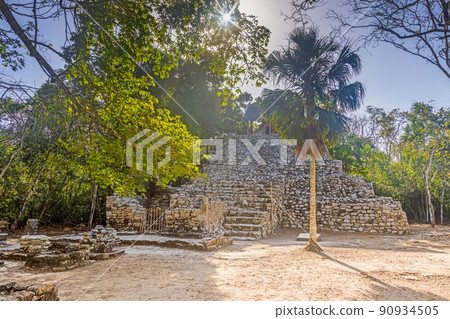 Picture of a historic pyramid in the Mexican Inca city of Coba Picture of a historic pyramid in the Mexican Inca city of Coba 90934505