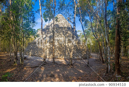 Picture of a historic pyramid in the Mexican Inca city of Coba Picture of a historic pyramid in the Mexican Inca city of Coba 90934510