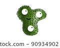 Green cartoon bacterium isolated on white background 90934902