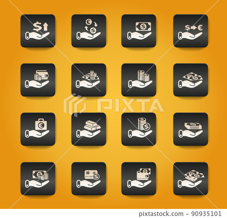 hand and money icon set hand and money icon set 90935101