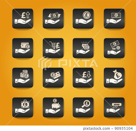 hand and money icon set 90935104