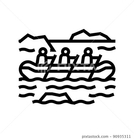 rafting extreme sport line icon vector illustration 90935311