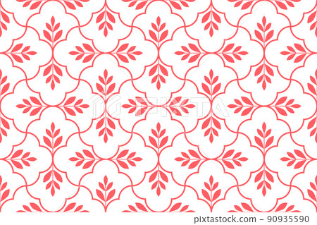 Flower geometric pattern. Seamless vector background. White and pink ornament Flower geometric pattern. Seamless vector background. White and pink ornament 90935590