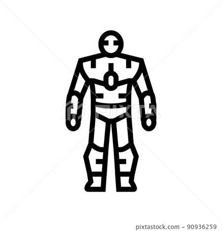 humanoid robot line icon vector illustration 90936259
