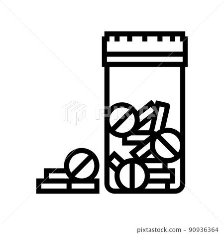opiates drug pills package line icon vector illustration 90936364