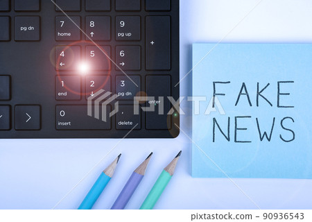Hand writing sign Fake News. Business overview Giving information to showing that is not true by the media Arrow moving quickly towards aim target representing achieving goals. Hand writing sign Fake News. Business overview Giving information to showing that is not true by the media Arrow moving quickly towards aim target representing achieving goals. 90936543