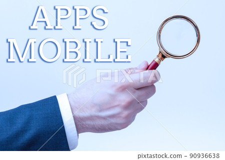 Text sign showing Apps Mobile. Word for computer program designed to run on phone hand held device -48170 90936638