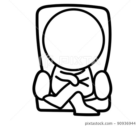 一個雙腿交叉坐著的雙頭白人的插圖 90936944