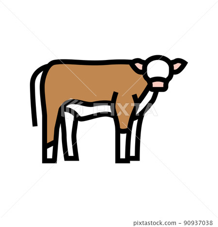 calf domestic animal color icon vector illustration 90937038