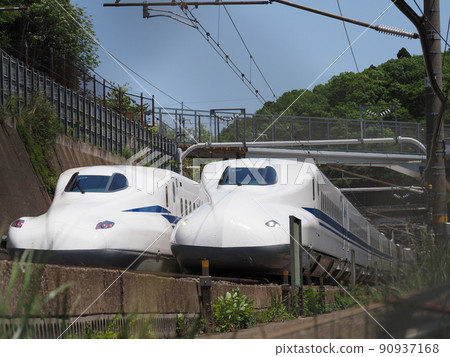 Overhead Shinkansen N700A N700S Departure at Sekigahara 90937168