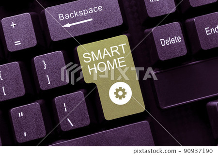 Text sign showing Smart Home. Conceptual photo automation system control lighting climate entertainment systems -49201 Text sign showing Smart Home. Conceptual photo automation system control lighting climate entertainment systems -49201 90937190