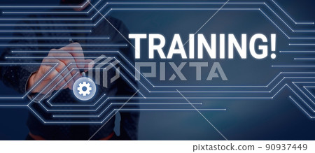 Inspiration showing sign Training. Word for An activity occurred when starting a new job project or work Lady in suit holding pen symbolizing successful teamwork accomplishments. 90937449