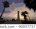 A sunset lighthouse 90937737
