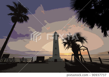 A sunset lighthouse 90937737