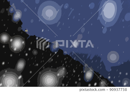 Snow falling on the lighthouse 90937738