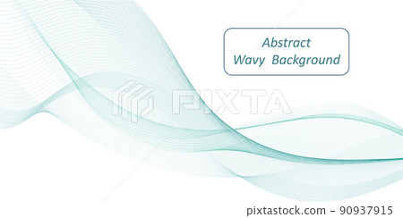 Abstract  teal wave swirl swoosh isolated on white background. Dynamic wave swoosh movement, modern trendy design for banner or poster. Color flow, blend curve lines. Vector illustration 90937915