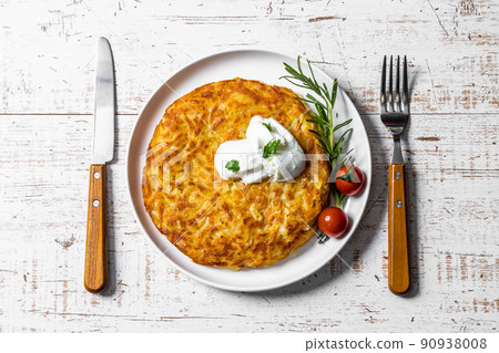 French cuisine, shredded potato galette French cuisine, shredded potato galette 90938008