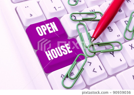 Text caption presenting Open House. Internet Concept you can come whatever whenever want Make yourself at home -48896 90939036