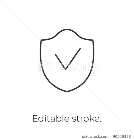 Protect shield icon. Editable stroke. Vector stock illustration isolated on white background for infographic, packaging and print industry. EPS10 Protect shield icon. Editable stroke. Vector stock illustration isolated on white background for infographic, packaging and print industry. EPS10 90939338