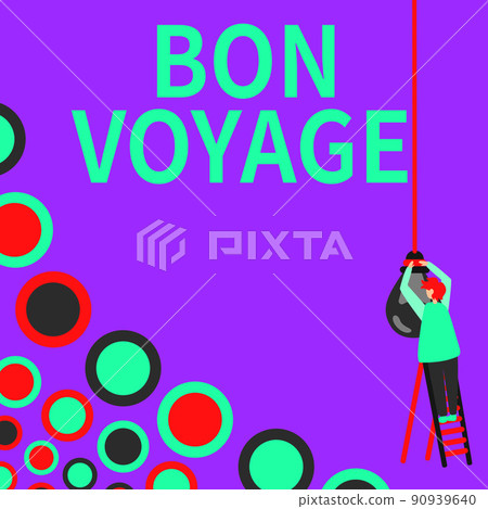 Conceptual display Bon Voyage. Word Written on used express good wishes to someone about set off on journey Businessman Standing Ladder Fixing Light Bulb Generating New Futuristic Ideas. Conceptual display Bon Voyage. Word Written on used express good wishes to someone about set off on journey Businessman Standing Ladder Fixing Light Bulb Generating New Futuristic Ideas. 90939640