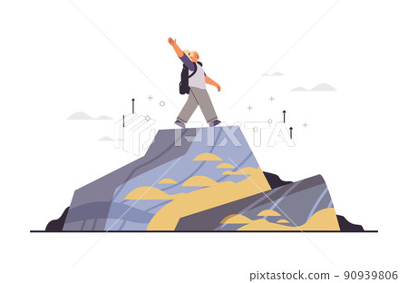 woman on top of mountain hiking trip adventure active summer vacation hike journey concept horizontal woman on top of mountain hiking trip adventure active summer vacation hike journey concept horizontal 90939806