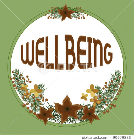 Writing displaying text Wellbeing. Business overview A good or satisfactory condition of existence including health Blank Frame Decorated With Abstract Modernized Forms Flowers And Foliage. Writing displaying text Wellbeing. Business overview A good or satisfactory condition of existence including health Blank Frame Decorated With Abstract Modernized Forms Flowers And Foliage. 90939888