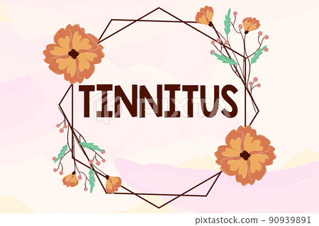 Conceptual display Tinnitus. Word for A ringing or music and similar sensation of sound in ears Blank Frame Decorated With Abstract Modernized Forms Flowers And Foliage. Conceptual display Tinnitus. Word for A ringing or music and similar sensation of sound in ears Blank Frame Decorated With Abstract Modernized Forms Flowers And Foliage. 90939891