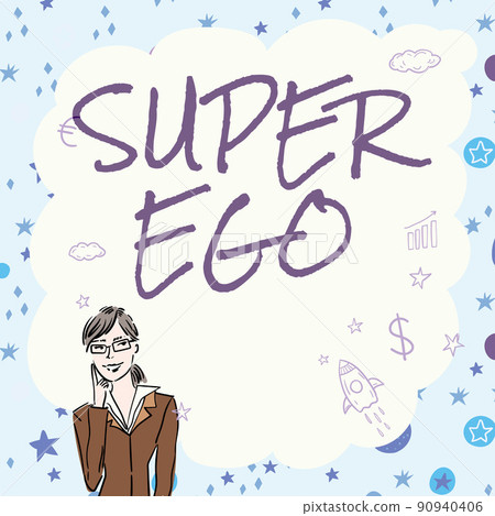 Text showing inspiration Super Ego. Business concept The I or self of any person that is empowering his whole soul Illustration Of Lady Thinking Deeply Alone For New Amazing Tactical Ideas. 90940406