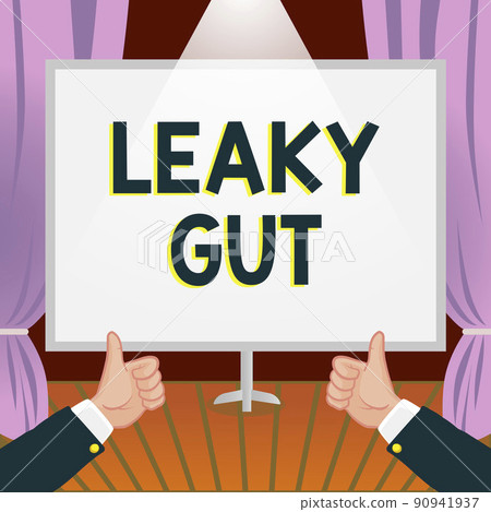 Inspiration showing sign Leaky Gut. Internet Concept A condition in which the lining of small intestine is damaged Hands Thumbs Up Showing New Ideas. Palms Carrying Note Presenting Plans Inspiration showing sign Leaky Gut. Internet Concept A condition in which the lining of small intestine is damaged Hands Thumbs Up Showing New Ideas. Palms Carrying Note Presenting Plans 90941937