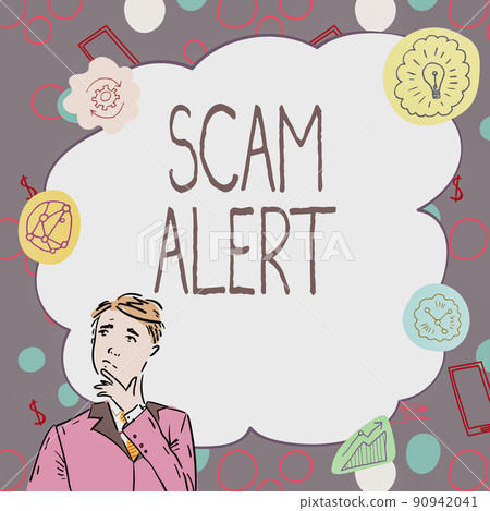 Text caption presenting Scam Alert. Conceptual... - Stock Illustration ...