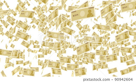 Illustration of a flying 10,000 yen bill, background material Illustration of a flying 10,000 yen bill, background material 90942604
