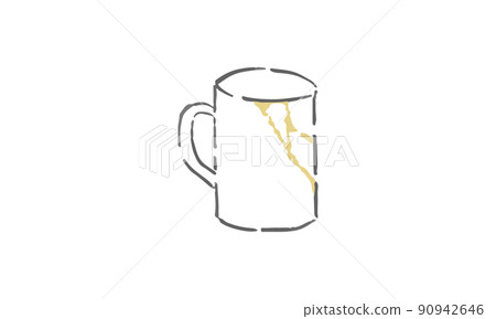 Cup Kintsugi line drawing illustration 90942646