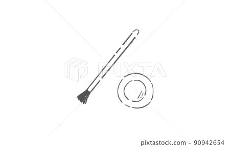 Line drawing illustration of brush and palette Line drawing illustration of brush and palette 90942654