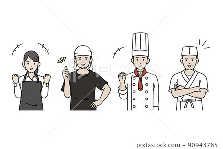 開朗,微笑,餐廳服務員,廚師,廚師,itamae,老闆,老闆 開朗,微笑,餐廳服務員,廚師,廚師,itamae,老闆,老闆 90943765