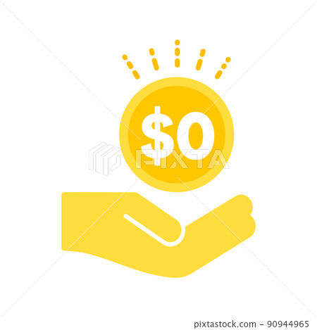 帶有$ 0個字符的硬幣和手圖標-免費/免費圖片素材 90944965